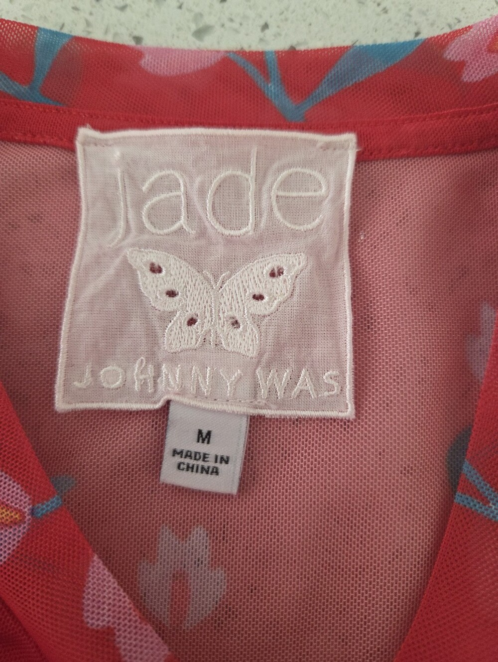Johnny Was Jade Eleanor Short Sleeve Mesh Tee In Ekaterina ( Red) - Picture 9 of 10